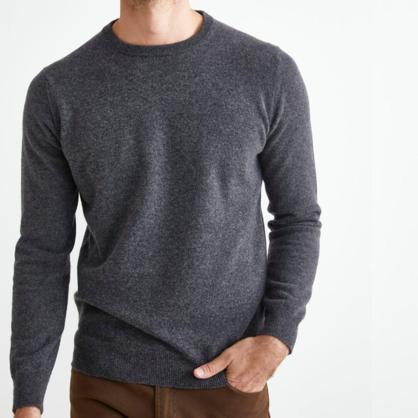 Maglione girocollo uomo grigio antracite - Brand Val di Chiana